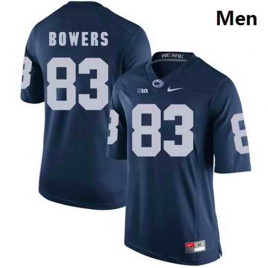 Men Penn State Nittany Lions 83 Nick Bowers Navy College Football Jersey